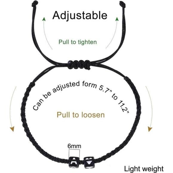 Mens Womens Initial Letter Bracelet Adjustable Couples Friendship Anniversary Gi - Picture 6 of 7